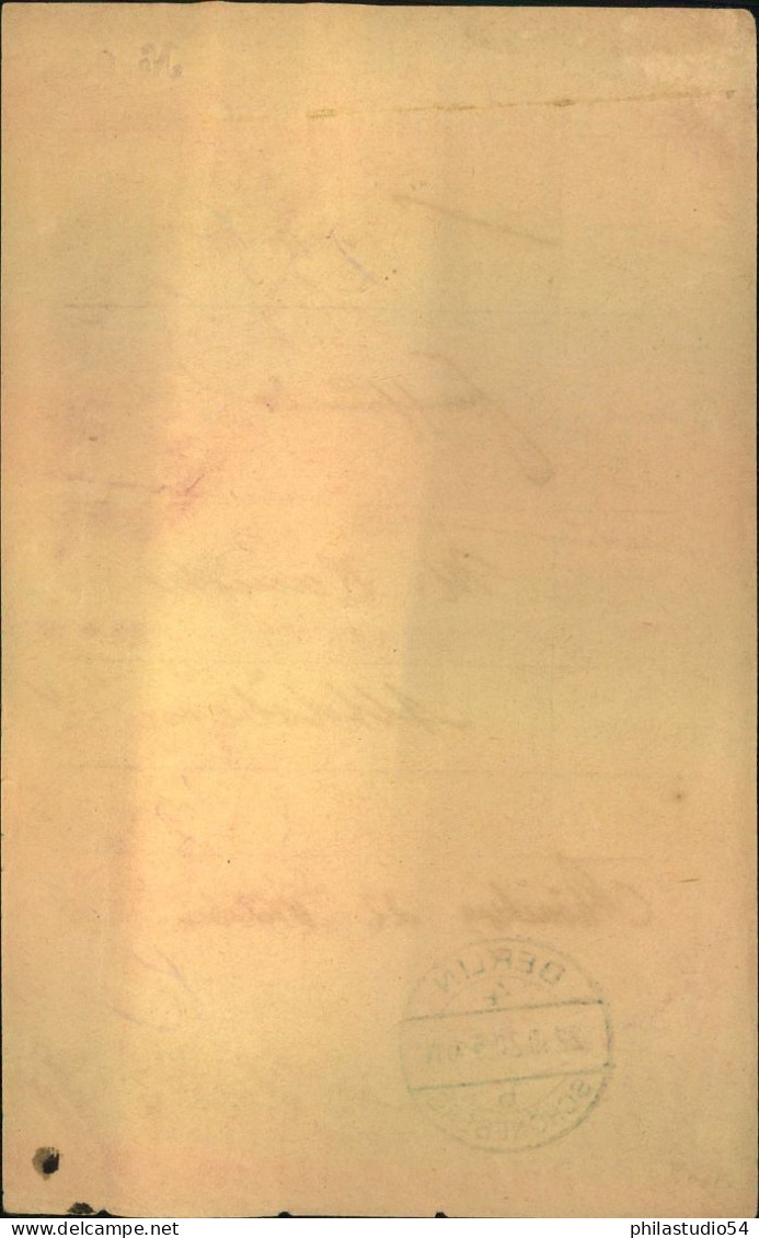 1920, 22.10.: BERLIN-SCHÖNEBERG Früher Stempel, Nach Der Eingemeindung Am 1. Oktober 1920, Auf Postschein - Autres & Non Classés