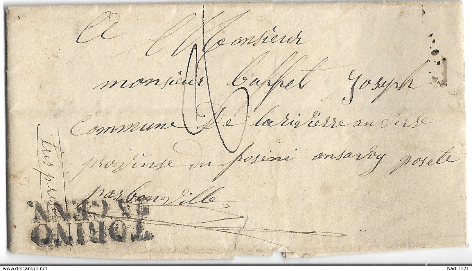 1847. Lettre. Avec Corresp. 1847 Tampon Turin (TORINO 25 GENN.) à Dest. FRANCE - Taxe 8 De Port Payé - Unclassified