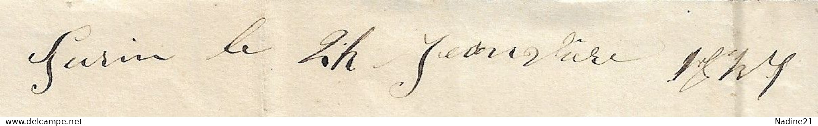 1847. Lettre. Avec Corresp. 1847 Tampon Turin (TORINO 25 GENN.) à Dest. FRANCE - Taxe 8 De Port Payé - Sin Clasificación