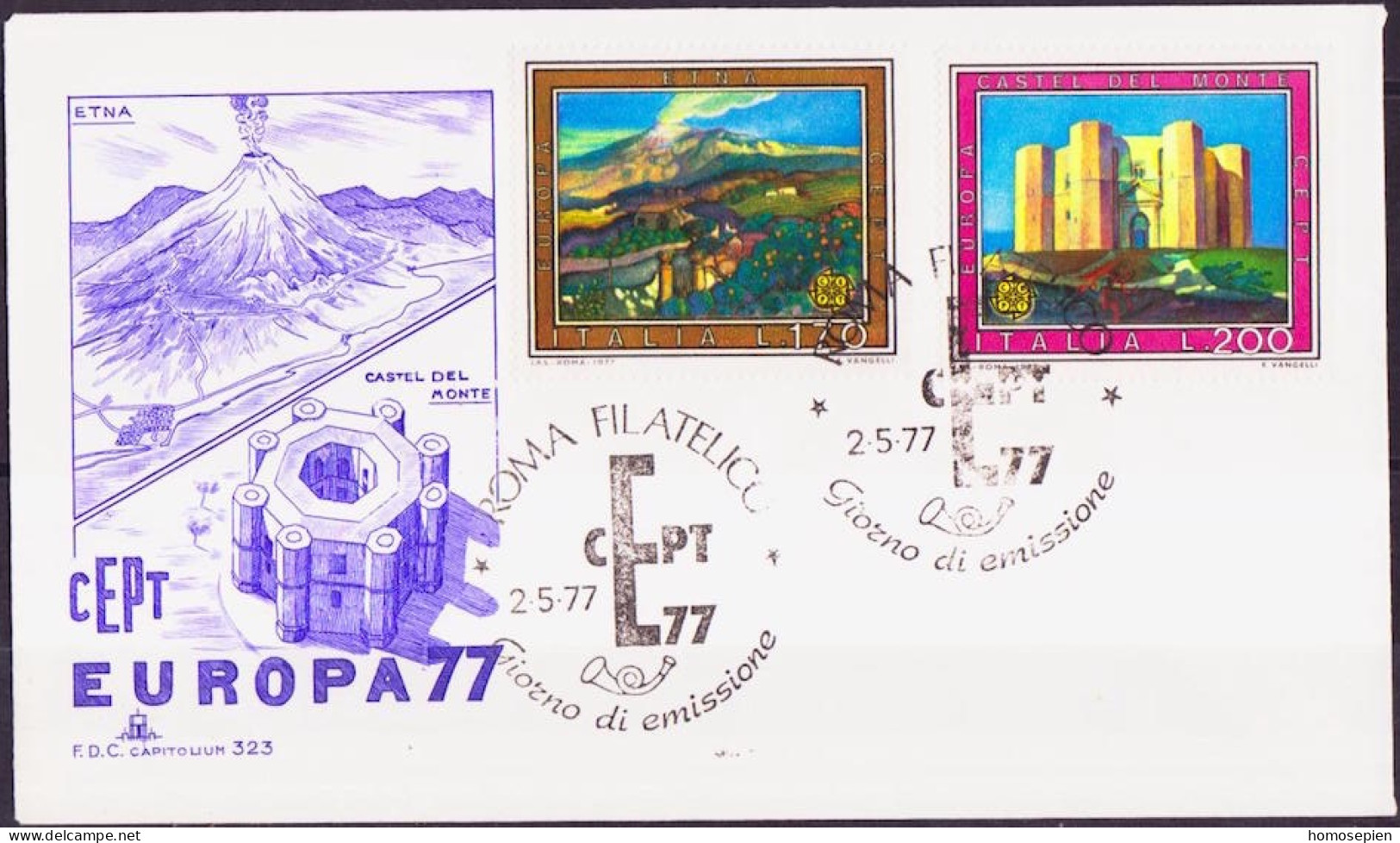 Europa CEPT 1977 Italie - Italy - Italien FDC3 Y&T N°1299 à 1300 - Michel N°1567 à 1568 - 1977