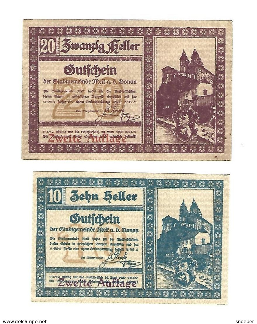 *notgeld   Austria Melk  10+20 Heller  605/1d - Autriche