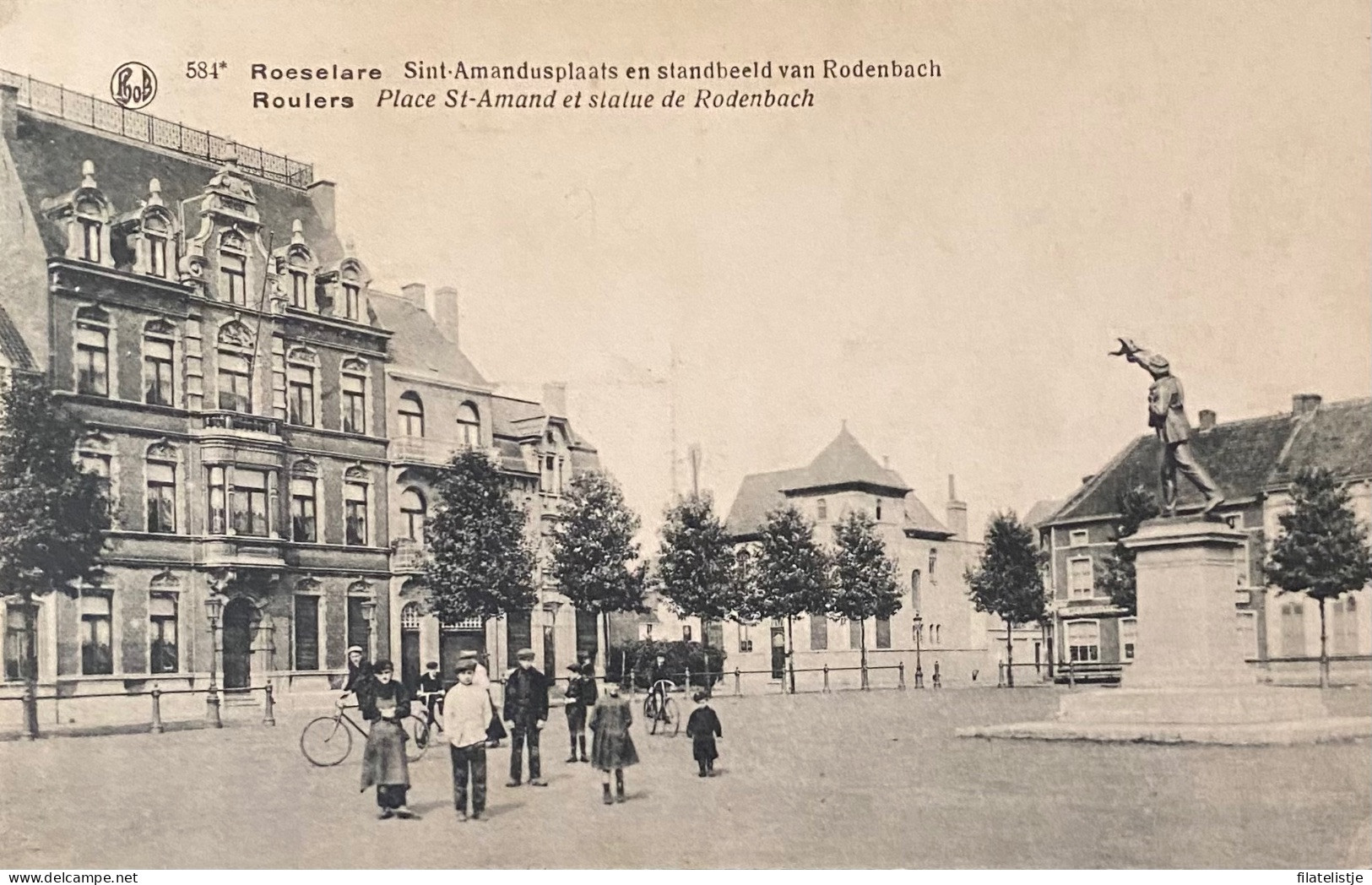 Roeselare St Amandusstraat En Standbeeld Rodenbach - Röselare