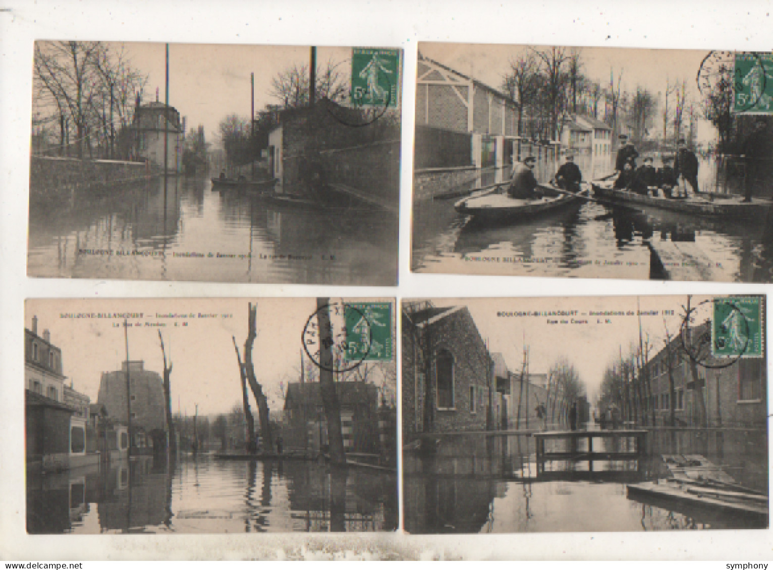 92.. 4 CPA - BOULOGNE BILLANCOURT - Inondations De Janvier 1910 - Hameau Fleuri- Rues De Meudon, Buzenval, Du Cours - - Inondations