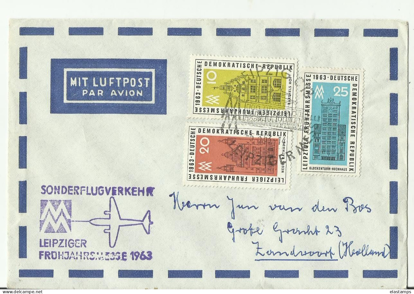 DDR CV 1963 - Poste Aérienne