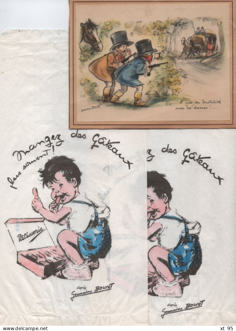 Germaine Bouret - Illustratrice - Lot De 2 Sacs En Papiers Et Une Petite Image - Other & Unclassified