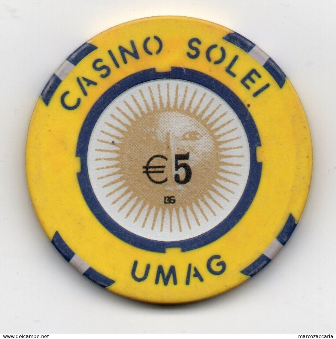 GETTONE, TOKEN, FICHE CASINO' "SOLEI" UMAG/UMAGO (CROAZIA) 5 € (EURO) - Casino