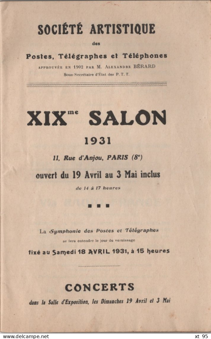 Programme XIXe Salon Des PTT 1931 - Paris - 36 Pages - Programmes