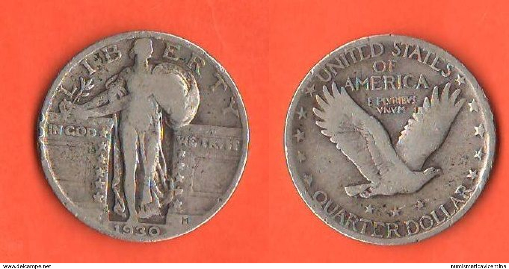 USA America Quarter Dollar 1930 Standing Liberty Silver Coin - 1916-1930: Standing Liberty (Liberté Debout)