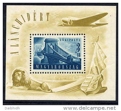 HUNGARY 1948 Reconstruction Of Chain Bridge 2nd  Block MNH / **.  Michel Block 13 - Blocks & Sheetlets