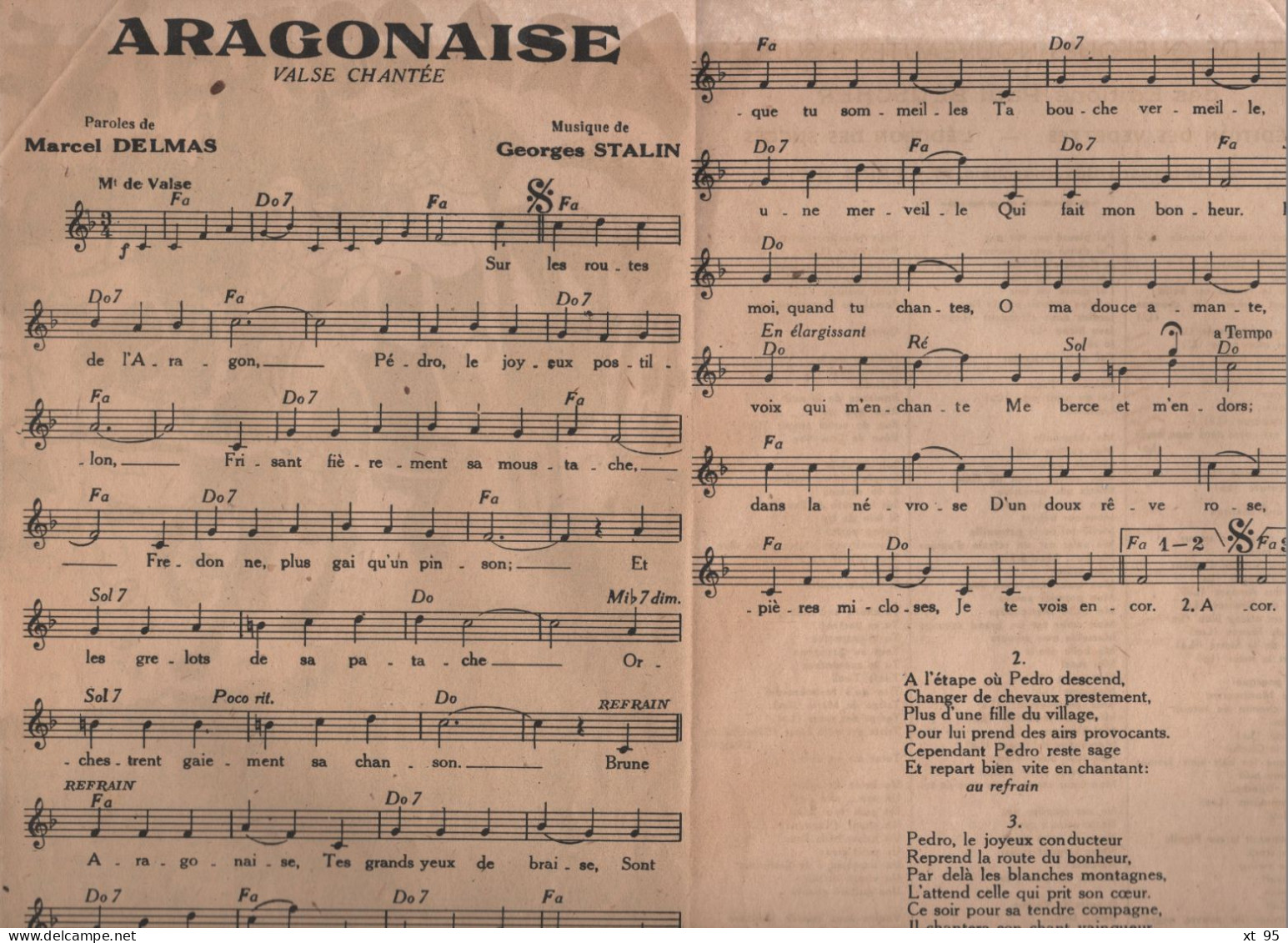 Partition - Aragonaise - Elyane Celis - Partitions Musicales Anciennes