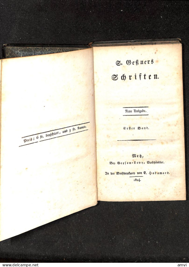 S01 -Reliures Au Fer Du Lycée Impérial De Bonaparte Sur Gesner, Oeuvres, 1824 In 12° Pl. Veau Bleu époque - Libri Vecchi E Da Collezione