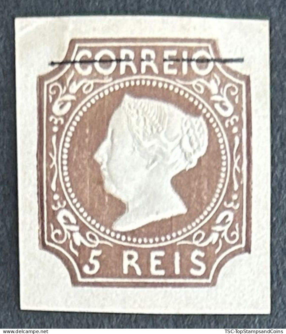 POR0001RMH1 - Queen D. Maria II - 5 Reis MH Non Perforated Reprinted Stamp - Portugal - 1885 - Ongebruikt