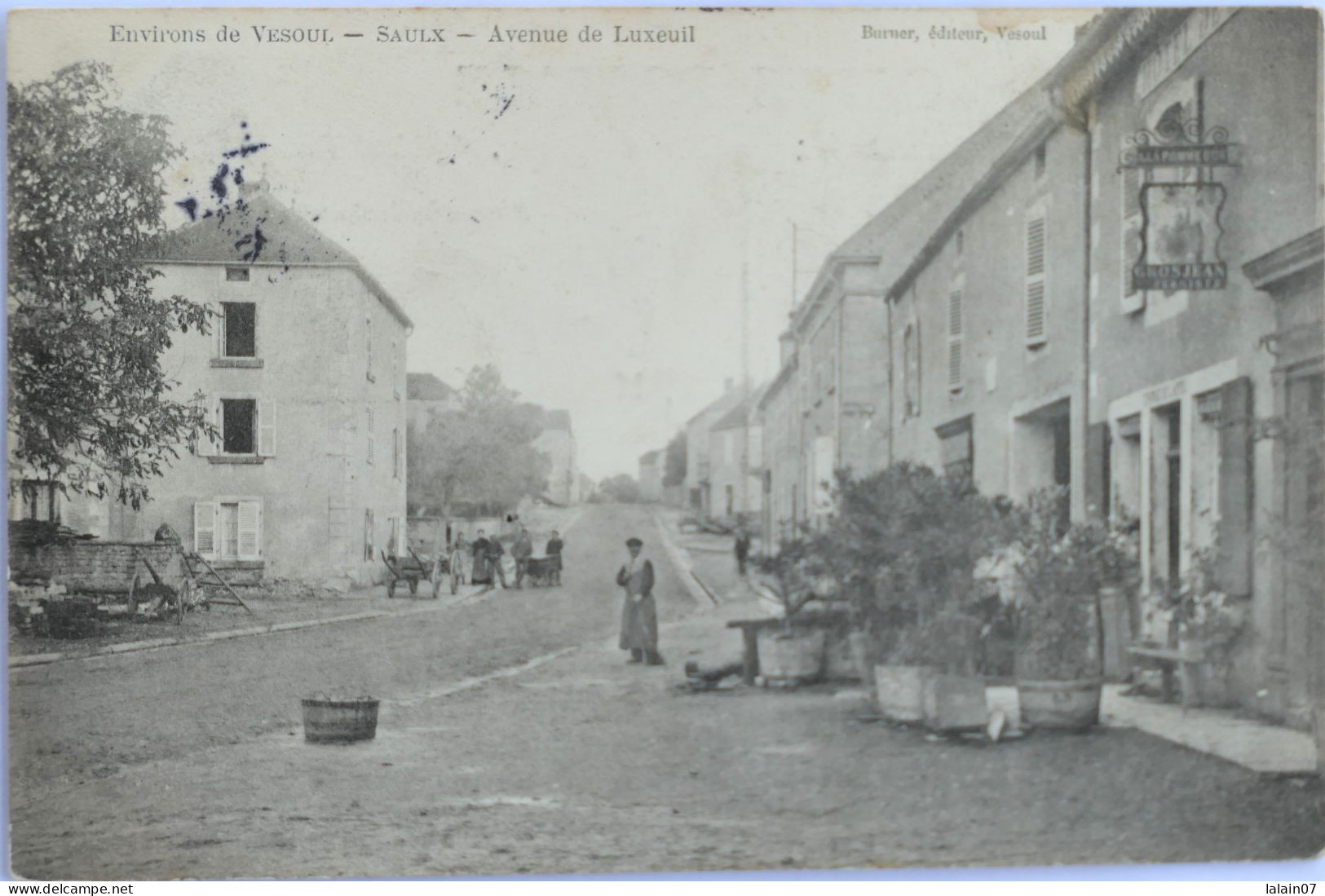 C. P. A. : 70 : SAULX : Avenue De Luxeuil, "Hôtel La Pomme D'Or, Grosjean", Animé, Timbre En 1904 - Saulx