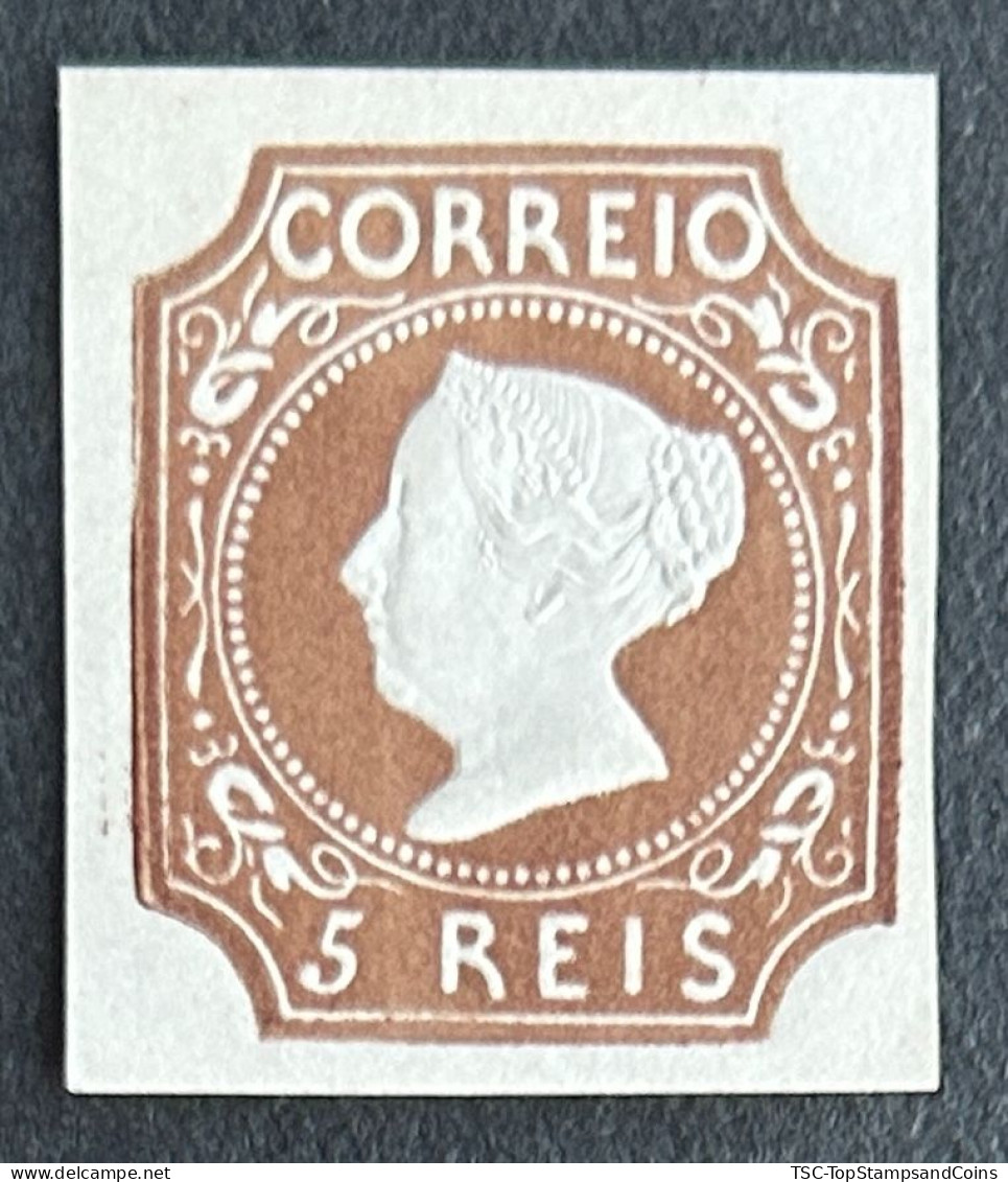 POR0001RMH2 - Queen D. Maria II - 5 Reis MH Non Perforated Reprinted Stamp - Portugal - 1885 - Nuovi