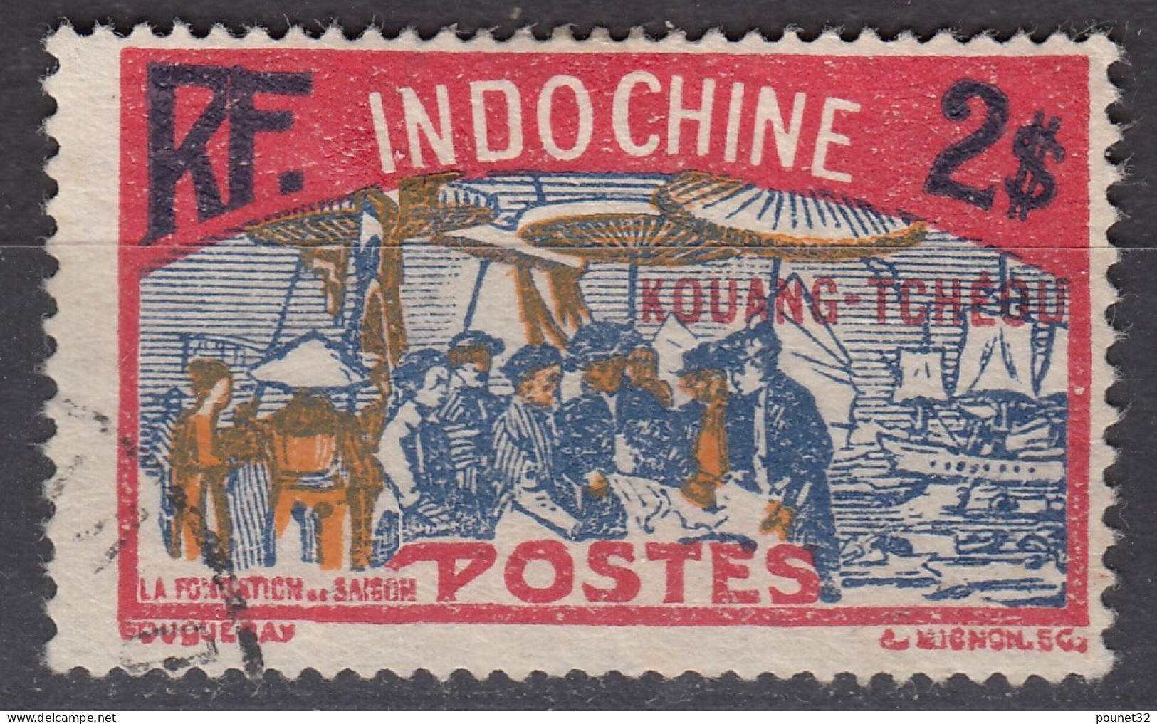 KOUANG TCHEOU : 2 PI ROUGE & BLEU N° 96 OBLITERATION TRES LEGERE - Used Stamps