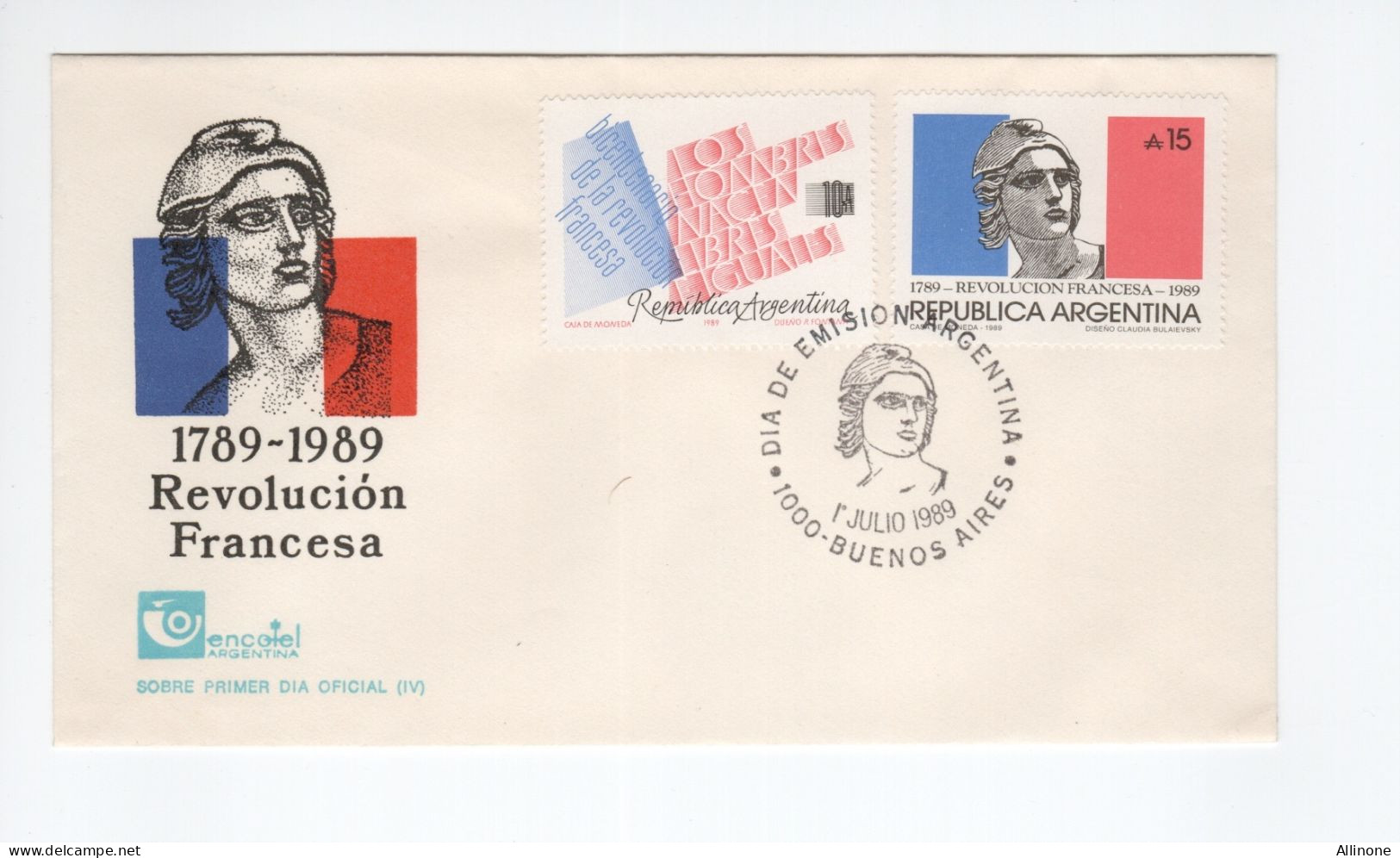 Lettre Argentine Argentina Revolucion Francesa TB Dia De Emission First Day Cover - Lettres & Documents