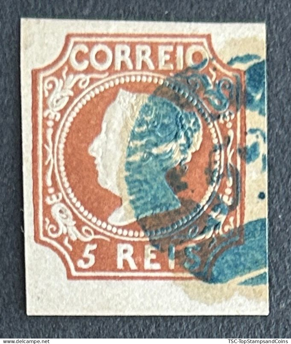 POR0001.U - Queen D. Maria II - 5 Reis Used Non Perforated Stamp - Portugal - 1853 - Used Stamps