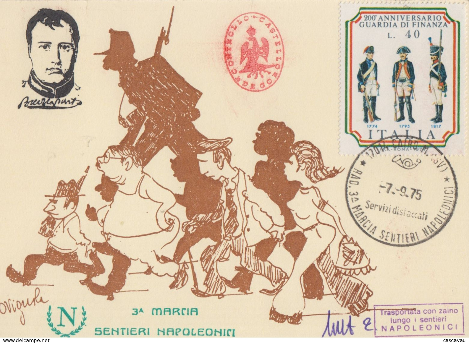 Carte   ITALIE    3éme  Marche    SENTIER    NAPOLEON    CAIRO   1975 - Napoleon