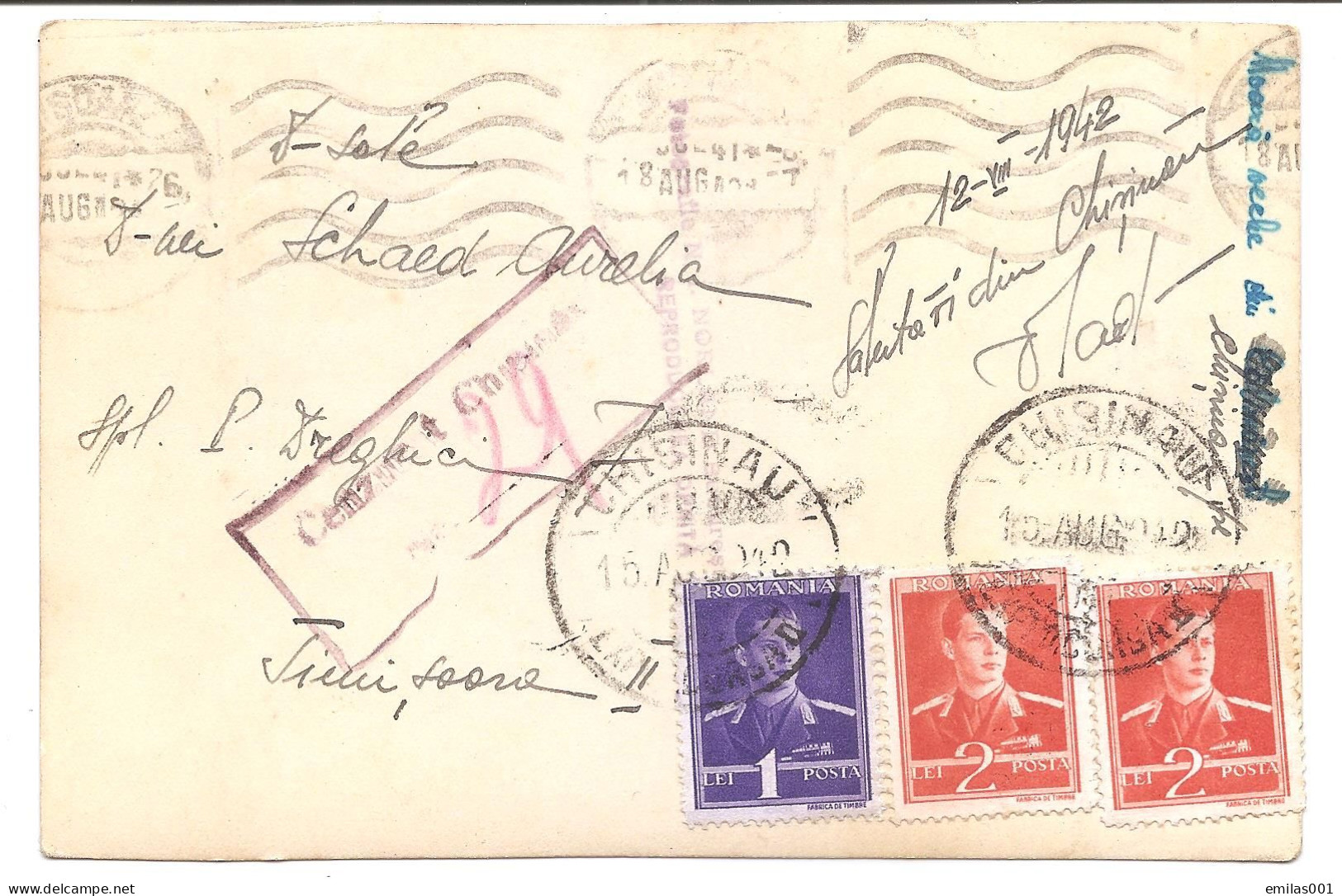Carte Postale , Censuré CERNAUTI, Voyagée 1942 , Photo NORLAND - Cartas De La Segunda Guerra Mundial
