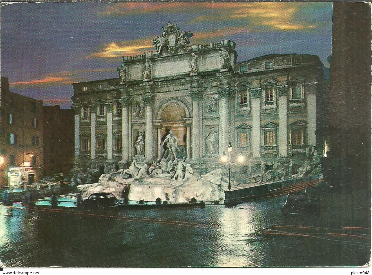 Roma (Lazio) Fontana Di Trevi Notturno, Trevi's Fountain By Night, Fontaine De Trevi La Nuit, Auto D'Epoca, Old Cars - Fontana Di Trevi