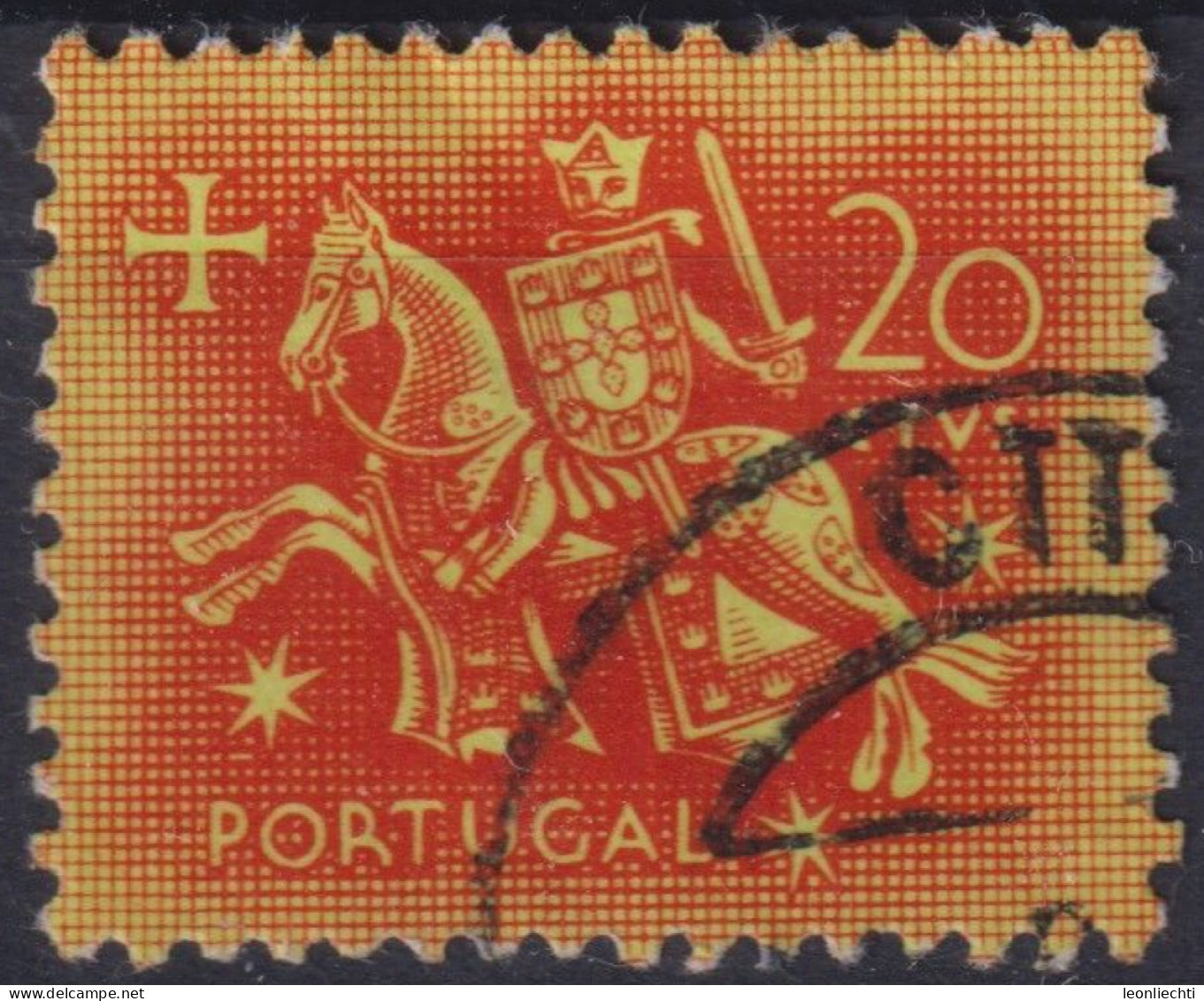 1953 Portugal ° Mi:PT 794, Sn:PT 763, Yt:PT 776, Ritter Zu Pferd (aus Dem Siegel Von König Dinis) - Gebruikt