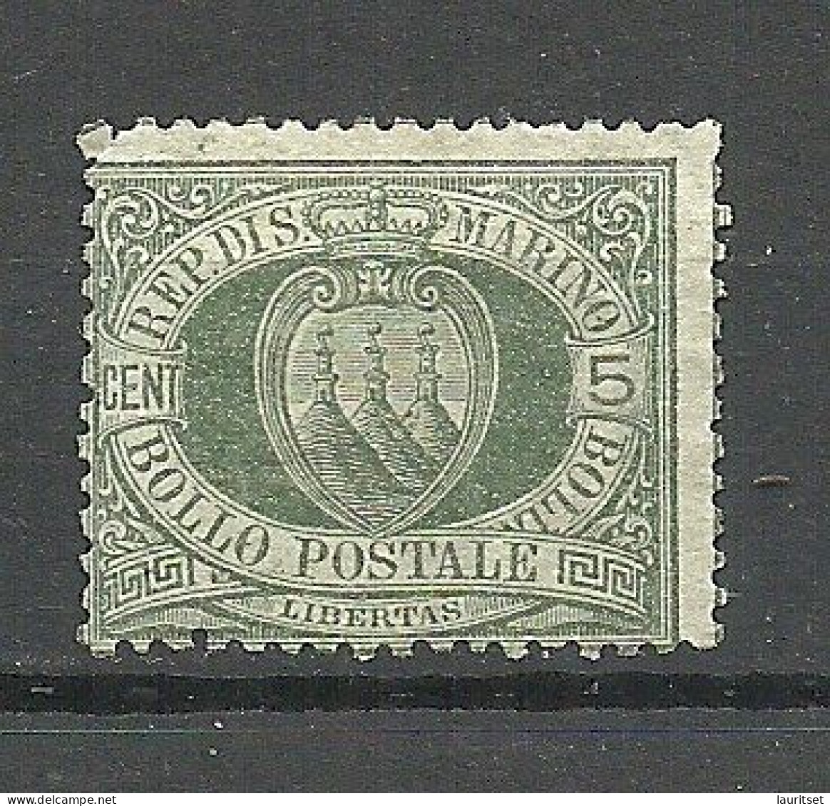 SAN MARINO 1892 Michel 13 Bollo Postale (*) Mint No Gum/ohne Gummi - Neufs