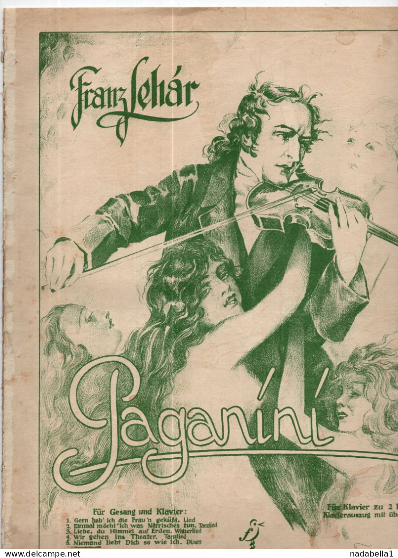 FRANZ LEHAR,'PAGANINI',MUSIC SCORE,CHRESCENDO THEATERVERLAG,BERLIN ISSUE,MUSIC SHOP B.FIRNBERG - J-L