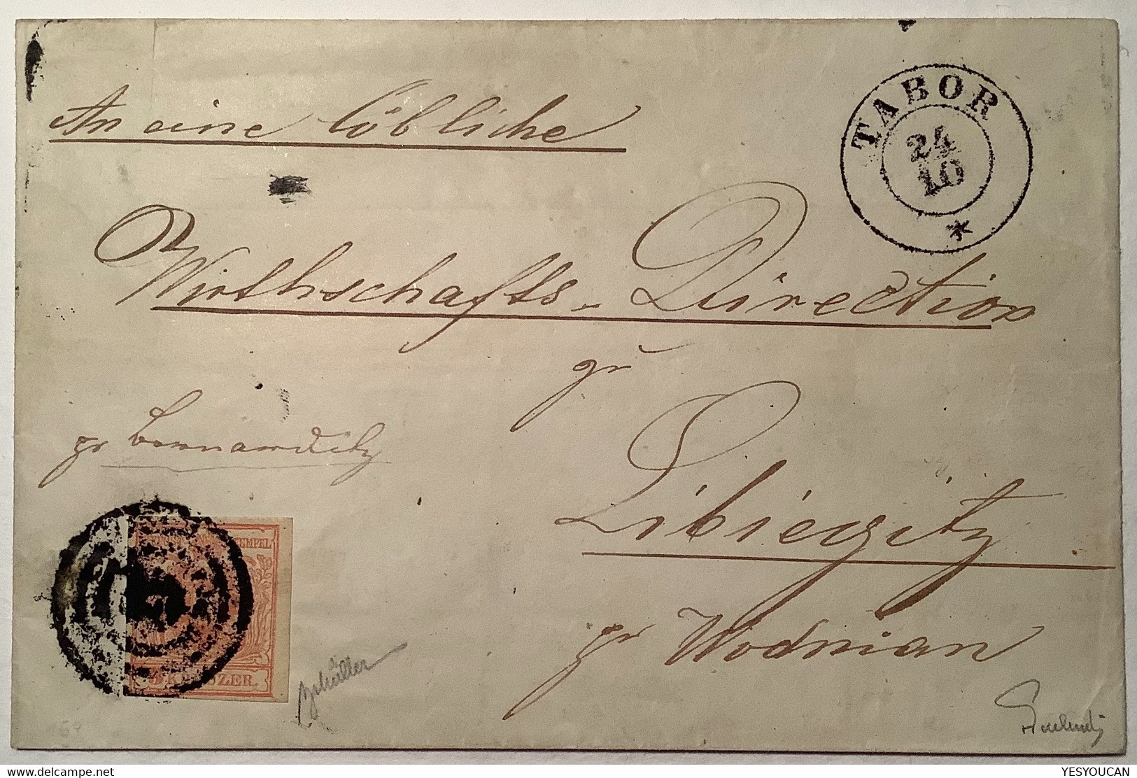 TABOR STUMMER STEMPEL RARITÄT(1800P. Böhmen)1850 3Kr Brief Ferchenbauer(Czech Republic Czechoslovakia Austria Österreich - Brieven En Documenten