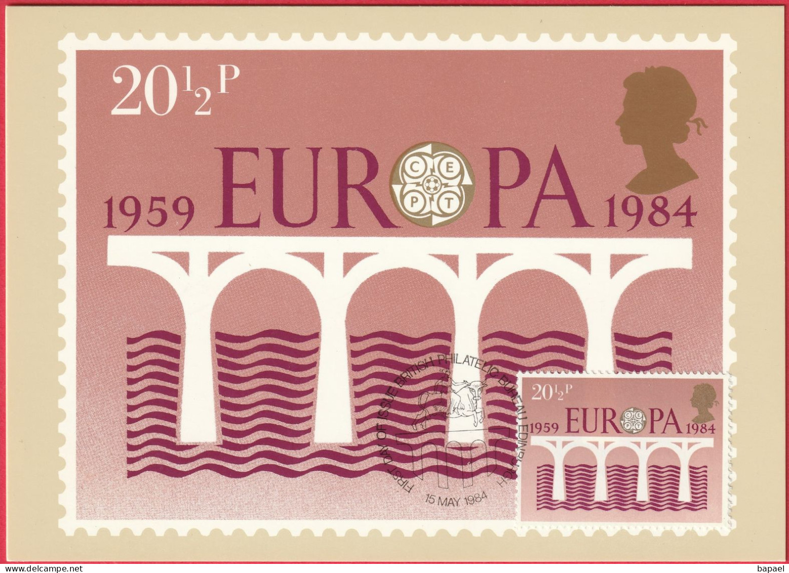 Carte Maximum (FDC) - Royaume-Uni (Écosse-Édimbourg) (15-5-1984) - Europa (1) (Recto-Verso) - Cartas Máxima