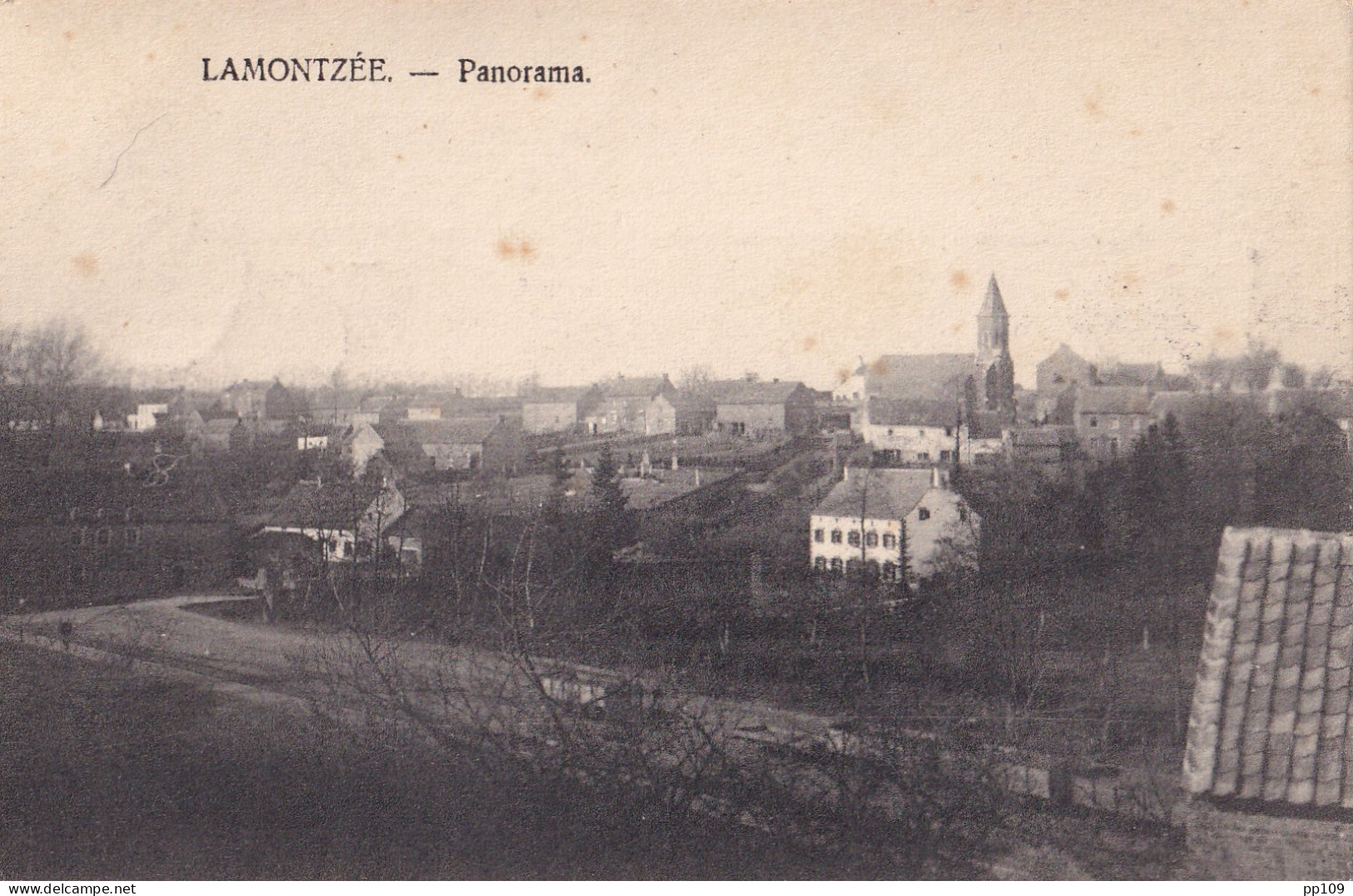 CP LAMONTZEE Panorama 1917 TP Germania + Censure HUY  - Burdinne