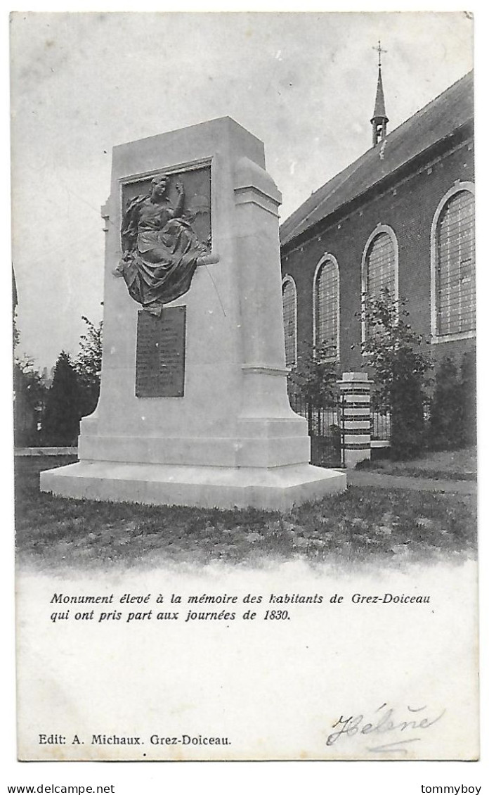 CPA Monument élevé à La Mémoire Des Habitants De Grez-Doiceau Qui Ont Pris Part Aux Journées De 1830 - Graven