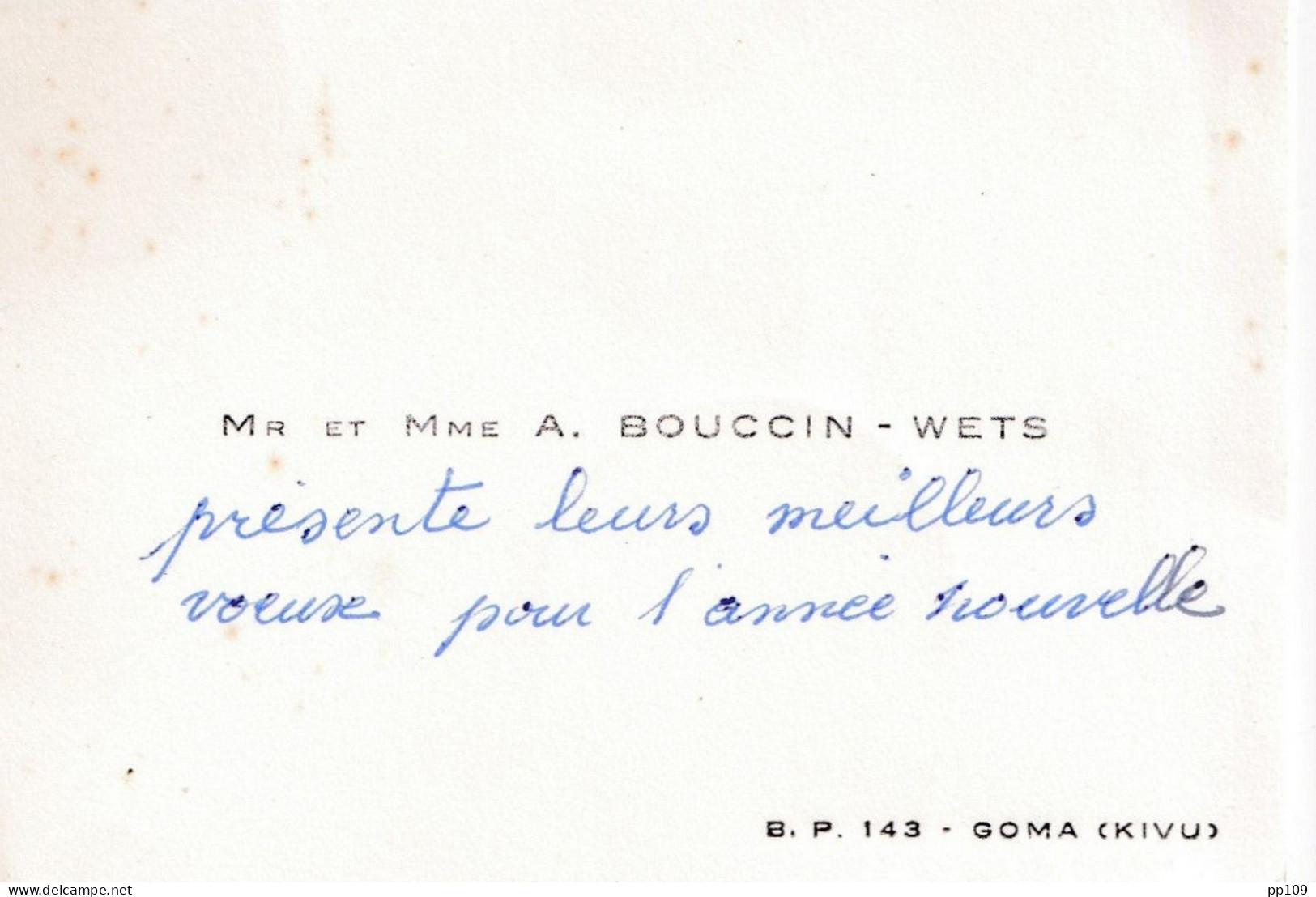 Carte De Visite Ancienne CONGO BELGE GOMA Kivu Mr & Mme A. BOUCCIN - WETS - Cartes De Visite