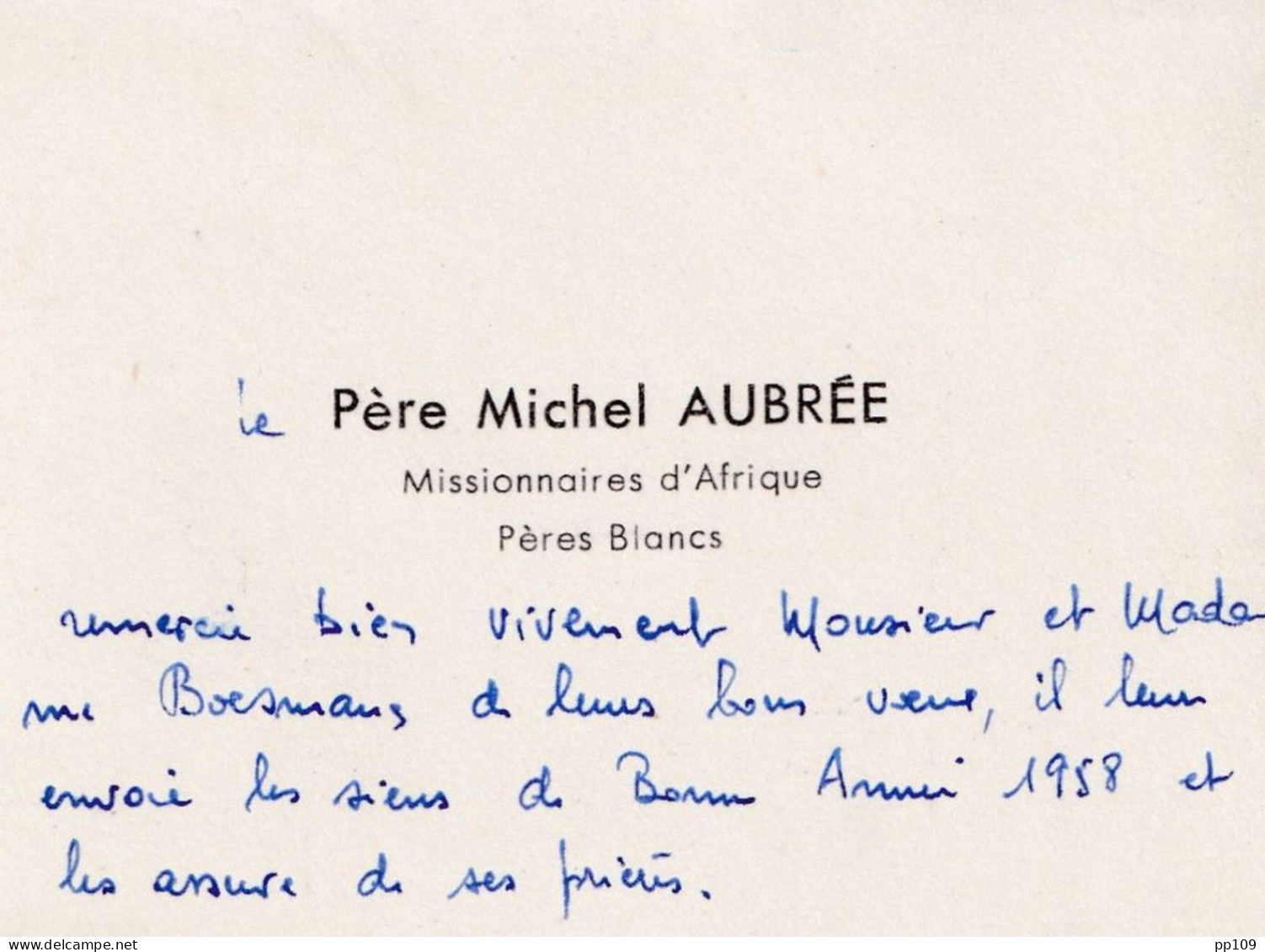 Carte De Visite Ancienne CONGO BELGE  Pere Michel AUBREE Missionnaire D'Afrique  Pères Blancs - Cartes De Visite