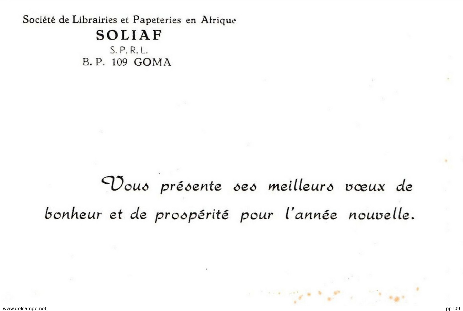 Carte De Visite Ancienne CONGO BELGE  Goma  Société De Librairies Et Papeteries En Afrique SOLIAF - Cartes De Visite