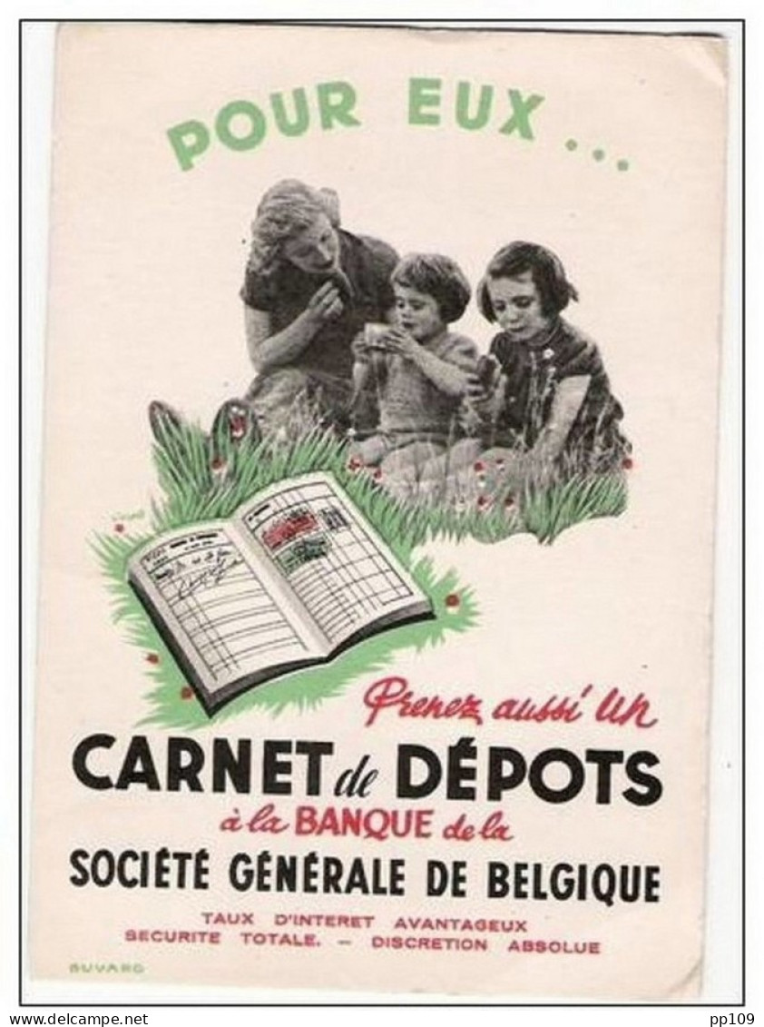 Buvard Pub : Banque De La Société Générale De Belgique (carnet De Dépôts) Enfants... En Bon état (non Utilisé) - S