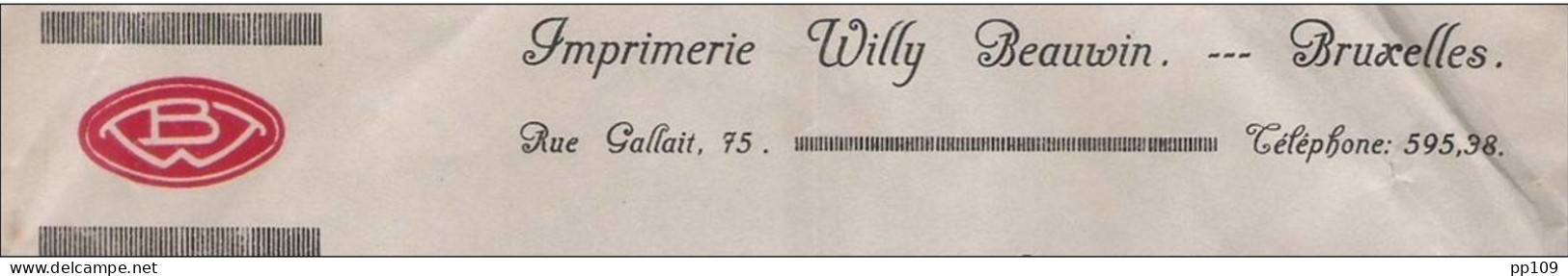 Ancienne Facture Oude Factuur SCHAERBEEK 75, Rue Gallait Imprimerie Travaux Typo Willy BEAUWIN 1931 - Imprenta & Papelería