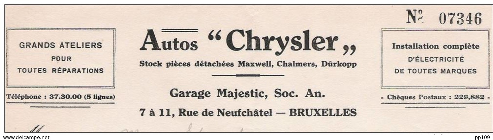 Ancienne Facture Oude Factuur SAINT GILLES Rue De Neufchâtel   CHRYSLER Automobile Auto - Automovilismo