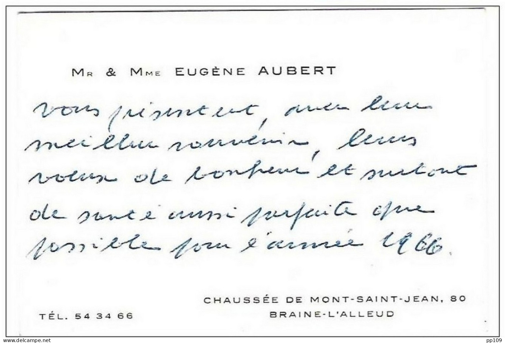 Ancienne Carte De Visite : Mr Et Mme Eugène Aubert - Chaussée De Mont-Saint-Jean,80 à Braine-l'Alleud - Cartes De Visite
