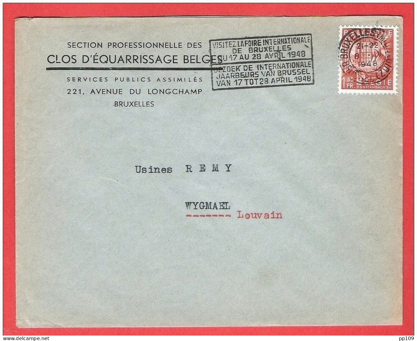 TP Exportation Sur L Publicitaire CLOS D'EQUARISSAGE BELGE 221, Av Du Longchamp à UCCLE - 1948 Exportación