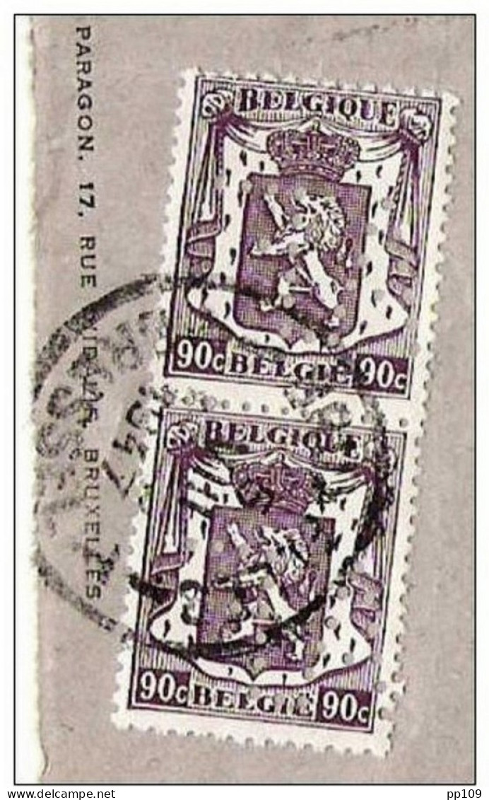 TP 714 (paire)  Perforé / Perforatie AF "Avenir Familial" Sur Reçu Avec Timbre Fiscal  Obl 5 VIII 48 - 1934-51