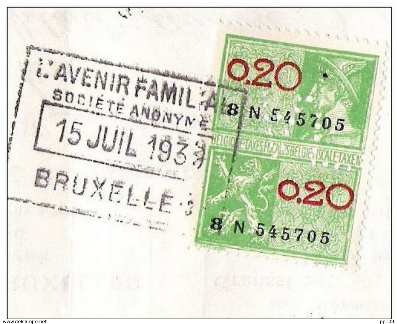 TP 485 Exposition Perforé / Perforatie AF "Avenir Familial" Sur Reçu Complet Avec Fiscal PERFORE Obl  Bruxelles étoile - 1934-51
