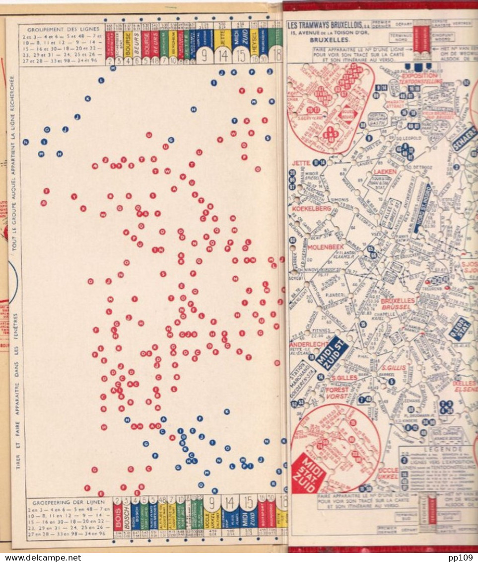Plan De Réseau "LES TRAMWAYS BRUXELLOIS" Exposition - Tentoonstelling Bruxelles 1935 Glissière Plan Des Rues Très Frais - Europe
