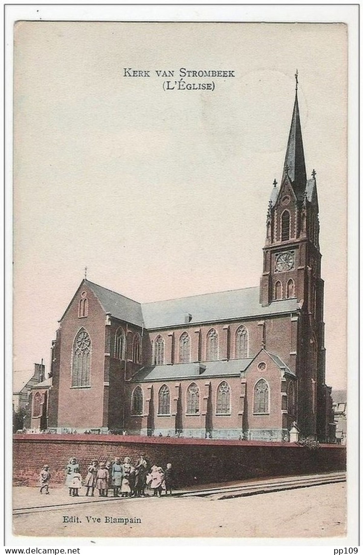 PK STROMBEEK GRIMBERGEN  Kerk L'eglise  Edit Vve Blanpain Carte Colorisée + Obl étoiles 1900 - Grimbergen