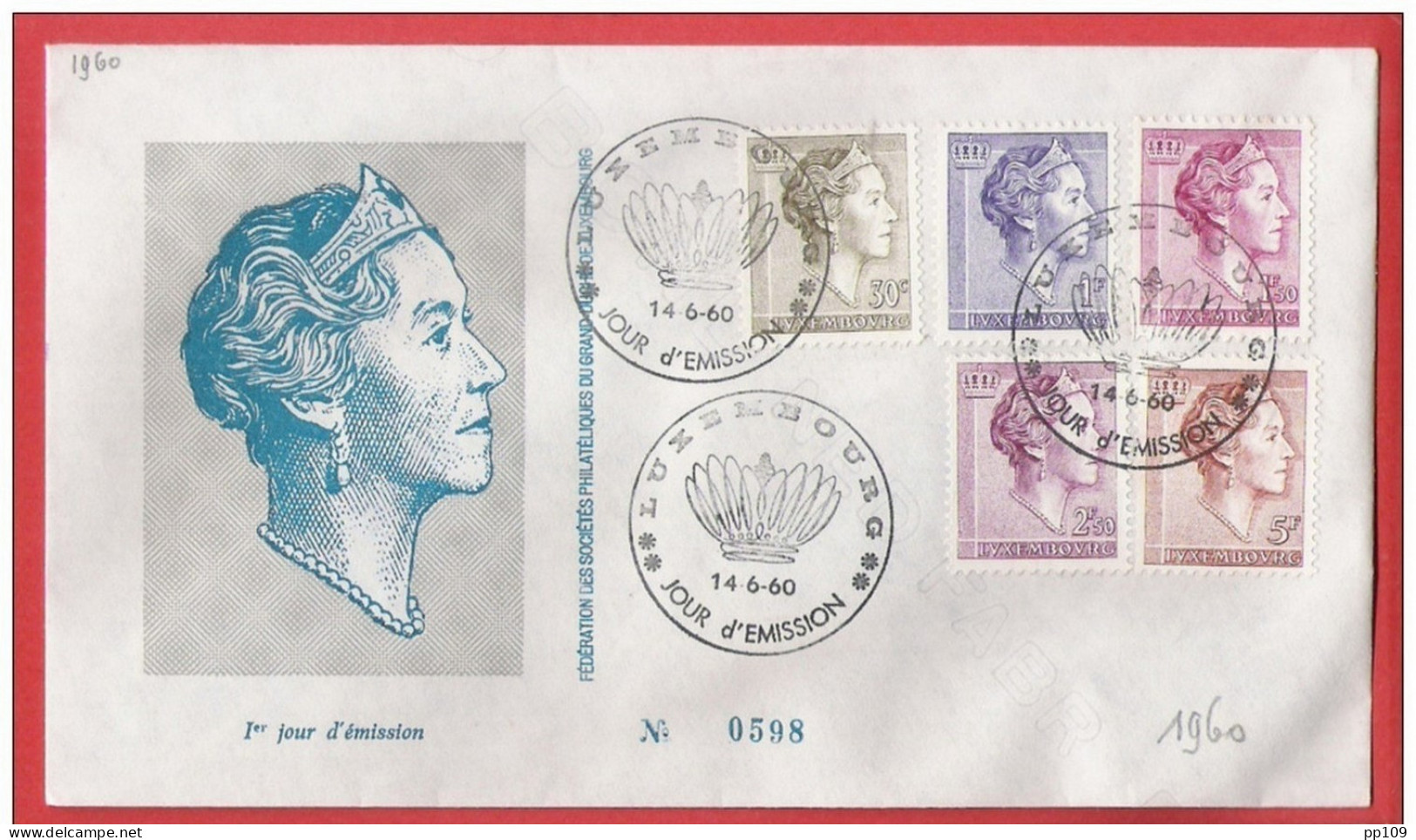 LUXEMBOURG  2 Lettres  émissions Charlotte Type Diadème  Obl 1er Jour  14 VI 1960 Et 18 VI 1961 - Typ Diadem