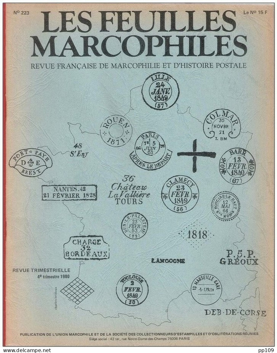 LES FEUILLES MARCOPHILES  - Publication Trimestrielle N°223 - 4ème Trimestre 1980 - Francés (desde 1941)