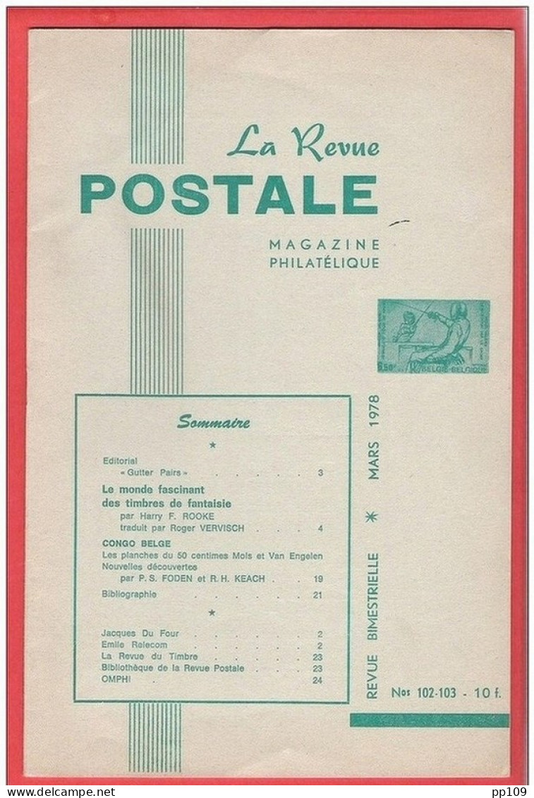 LA Revue Postale Magazine Philatélique  Bimestriel N° 102-103  En 1978 - Francés (desde 1941)
