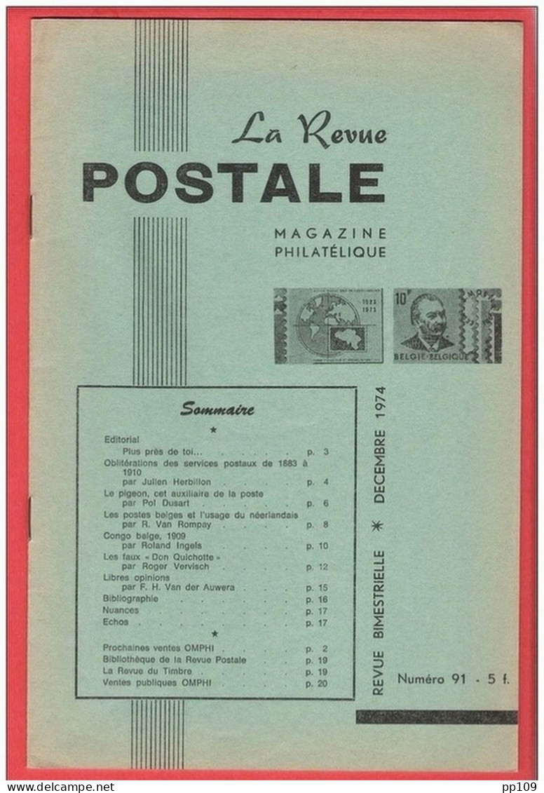LA Revue Postale Magazine Philatélique  Bimestriel N° 91 En 1974 - Francés (desde 1941)