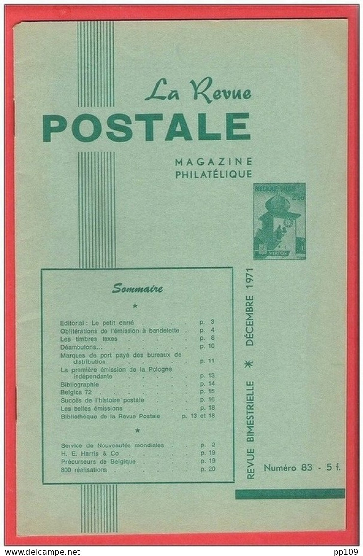 LA Revue Postale Magazine Philatélique  Bimestriel N° 83  En 1971 - French (from 1941)