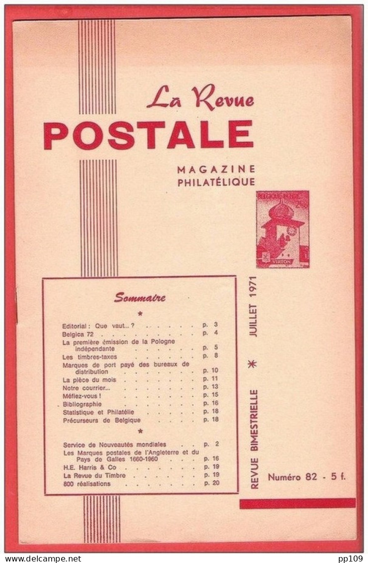 LA Revue Postale Magazine Philatélique  Bimestriel N° 82 En 1971 - French (from 1941)