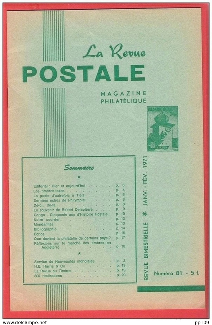LA Revue Postale Magazine Philatélique  Bimestriel N° 81 En 1971 - Francés (desde 1941)